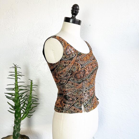 METALLIC LUREX LAME 60’s 60s Vintage Fitted Cocktail Party Evening Blouse Top S - Picture 5 of 10